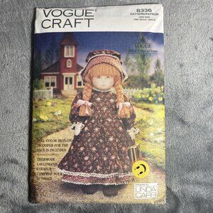VTG 90s Vogue Linda Carr 8336 18" Girl Doll Early American Clothes Pattern Uncut